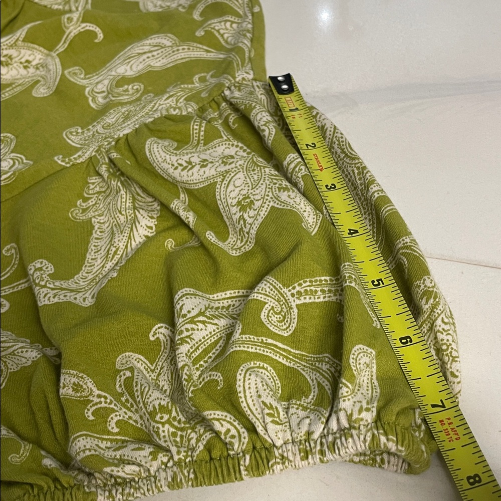 anthropologie daily practice green paisley puff sleeves dress size large - Picture 6 of 9